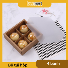 Hộp 4 bánh Trung thu 80g kraft mặt kính