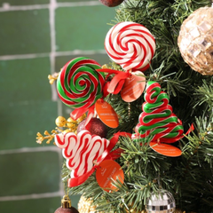 Kẹo cây thông đường Giáng sinh màu đỏ 6cm