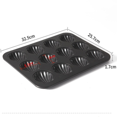Khuôn bánh 12 ô sò tròn màu đen WK9874