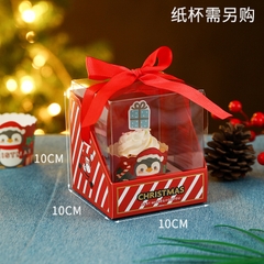 Hộp mica đựng 1 bánh cupcake họa tiết Chrismas (10c)