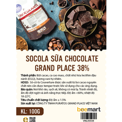 Socola sữa Chocolate Grand place 38% 100g