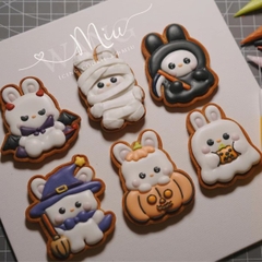 Bộ 6 khuôn nhấn cookies thỏ halloween