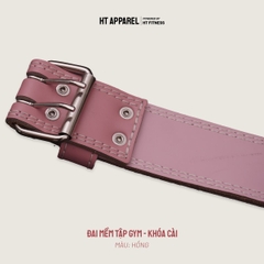 HT Apparel Leather Belt - Đai lưng tập Gym Khóa Cài - Pink Color