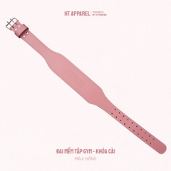 HT Apparel Leather Belt - Đai lưng tập Gym Khóa Cài - Pink Color