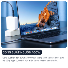 Dây Chuyển Type-C Thunderbolt 4 (5K@60HZ, Tốc Độ 40Gbps, Sạc Nhanh PD100W) Hagibis 707260