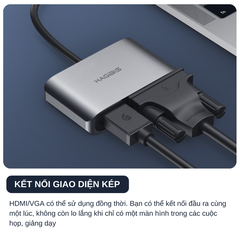 Hagibis 4 IN 1 USB-C Sang VGA + HDMI Kèm USB 3.0 + PD 604665