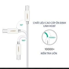Dây Máy In USB-C to USB 2.0 Type B 1M, Hỗ Trợ Âm Thanh - Ugreen 40560