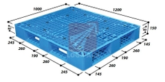 Pallet nhựa N4-1210LA 1200X1000X150 mm