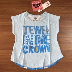 Áo phông em bé cổ tròn chấm bi trắng, in chữ sz 110cm Áo phông em bé cổ tròn chấm bi trắng, in chữ sz 110cm