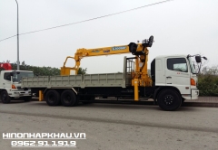 Xe tải lắp cẩu 7 tấn có giỏ nâng người cao 20,7m - Hino 3 chân lắp cẩu nâng người