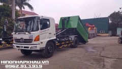Xe Hooklift Hino - Xe Hino chở rác thùng rời - Xe Hino Hooklift chở bùn rác thải chuyên dụng