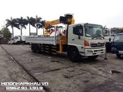 Hino FM8JW7A Euro 4 lắp cẩu 7 tấn SOOSAN SCS746 | Hino 2 cầu 6x4 lắp cẩu tự hành