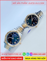 dong-ho-cap-doi-guess-tua-rolex-mat-xanh-day-demi-vang-gold-timesstore-vn