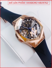 dong-ho-nam-hanboro-automatic-mat-luc-giac-rose-gold-spiderman-day-sillicone-timesstore-vn