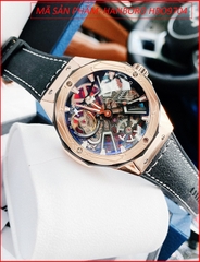 dong-ho-nam-hanboro-automatic-mat-tron-lo-co-rose-gold-day-da-timesstore-vn