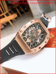 dong-ho-nam-hanboro-mat-oval-automatic-rose-gold-day-cao-su-chinh-hang-dep-gia-re-timesstore-vn