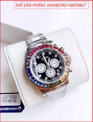 dong-ho-nam-hanboro-rainbow-automatic-tua-rolex-day-kim-loai-timesstore-vn