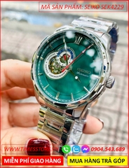 dong-ho-nam-seiko-automatic-mat-xanh-la-lo-tim-day-kim-loai-timesstore-vn