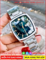 dong-ho-nam-seiko-recraft-automatic-mat-vuong-xanh-la-day-kim-loai-timesstore-vn