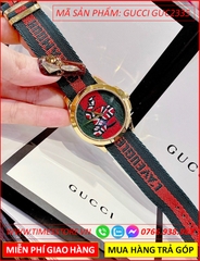 dong-ho-nu-gucci-unisex-mat-ran-vang-gold-day-vai-xanh-do-timesstore-vn