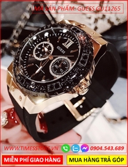 dong-ho-nu-guess-rose-gold-luxury-day cao-su-den-chinh-hang-dep-timesstore-vn