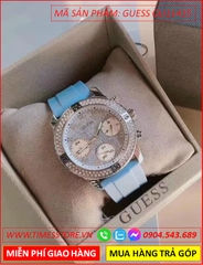 dong-ho-nu-guess-tua-hublot-mat-dinh-da-day-silicone-xanh-timesstore-vn