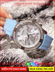 dong-ho-nu-guess-tua-hublot-mat-dinh-da-day-silicone-xanh-timesstore-vn