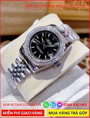 dong-ho-nu-rolex-f1-automatic-datejust-mat-den-dinh-da-day-kim-loai-timesstore-vn