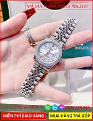 dong-ho-nu-rolex-f1-automatic-datejust-mat-trang-dinh-da-day-kim-loai-timesstore-vn