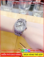 dong-ho-nu-rolex-f1-automatic-datejust-mat-trang-dinh-da-day-kim-loai-timesstore-vn