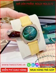 dong-ho-nu-rolex-f1-cellini-mat-vuong-xanh-la-day-da-vang-timesstore-vn