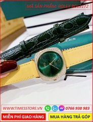 dong-ho-nu-rolex-f1-cellini-mat-vuong-xanh-la-day-da-vang-timesstore-vn