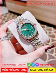 dong-ho-nu-rolex-f1-oyster-datejust-mat-xanh-la-day-demi-timesstore-vn