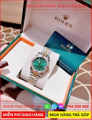 dong-ho-nu-rolex-f1-oyster-datejust-mat-xanh-la-day-demi-timesstore-vn