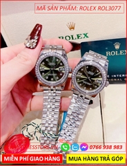 dong-ho-nu-rolex-lady-date-just-f1-automatic-mat-xanh-day-kim-loai-timesstore-vn