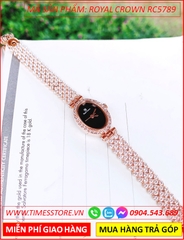 dong-ho-nu-royal-crown-mat-elip-day-kim-loai-rose-gold-timesstore-vn