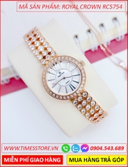 dong-ho-nu-royal-crown-mat-tron-day-thep-full-da-rose-gold-timesstore-vn