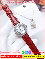 dong-ho-nu-royal-crown-tua-cartier-dinh-da-zirconia-day-da-do-timesstore-vn