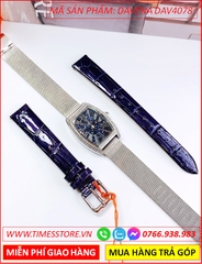 set-dong-ho-nu-davena-mat-oval-dinh-da-swarovski-xanh-day-thep-luoi-timesstore-vn