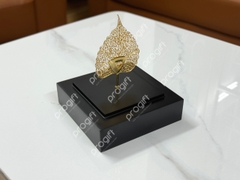 Lá bồ để sợi bạc mạ vàng để bàn logo 3D