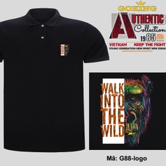 WALK INTO THE WILD, mã Logo-G88. Áo thun polo nam nữ, form unisex. Áo phông cổ trụ Goking, vải cá sấu 3D, công nghệ chống nhăn Nhật Bản