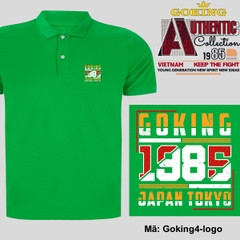 GOKING-1985, mã Goking4-logo. Áo thun polo nam nữ, form unisex. Áo phông cổ trụ Goking, vải cá sấu 3D, công nghệ chống nhăn Nhật Bản