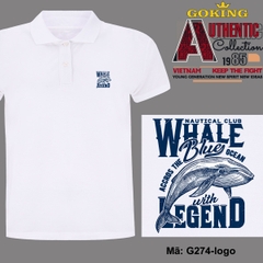 WHALE, mã G274-logo. Áo thun polo nam nữ, form unisex. Áo phông cổ trụ Goking, vải cá sấu 3D, công nghệ chống nhăn Nhật Bản