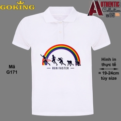 RUN FASTER, mã G171. Áo thun polo Goking, form unisex cho nam nữ, đội nhóm, công ty. Áo phông cổ bẻ đồng phục cao cấp, vải cá sấu 3D