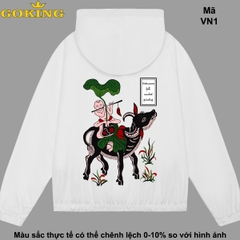 Chăn trâu thổi sáo, mã VN1. Áo khoác gió in hình tranh Đông Hồ siêu đẹp, form unisex cho nam nữ. Quà tặng cao cấp cho doanh nghiệp, gia đình, hội nhóm