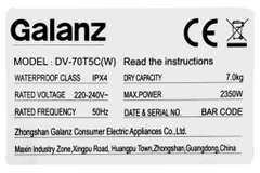 Máy sấy thông hơi Galanz 7 kg DV-70T5C(W)