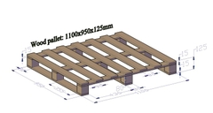Pallet gỗ nâng 4 chiều, kích thước 1100 x 950 x 125 mm