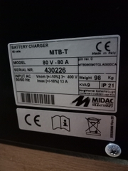 Bộ sạc ắc quy xe nâng hiệu MIDATRON loại 72-80T (72V 80A), hàng mới 100%
