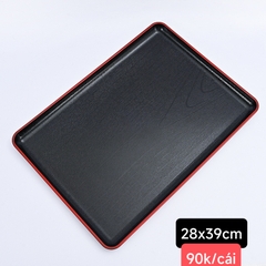 Khay nhựa lớn bê đồ chữ Nhật vân gỗ phong cách Nhật