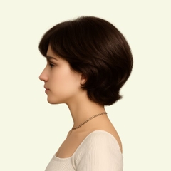 Tóc Giả Nữ Nguyên Đầu - Trung Niên Kiểu Tém Ngắn Xoăn Ngang Vai Mái Xéo | Wina